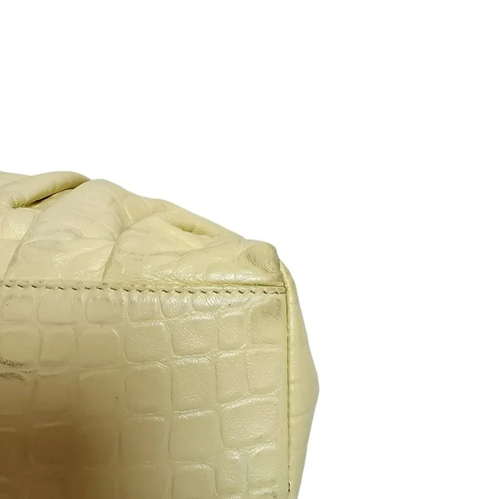 Sam Edelman Cream Croc Embossed Faux Leather Shoulder Bag Gold Chain‎ Strap Hobo